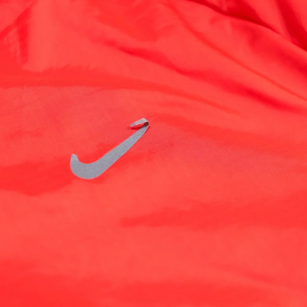 Nike Running Dri-FIT Hybrid Windbreaker Fleece Hooded Jacket Red Reflective S
